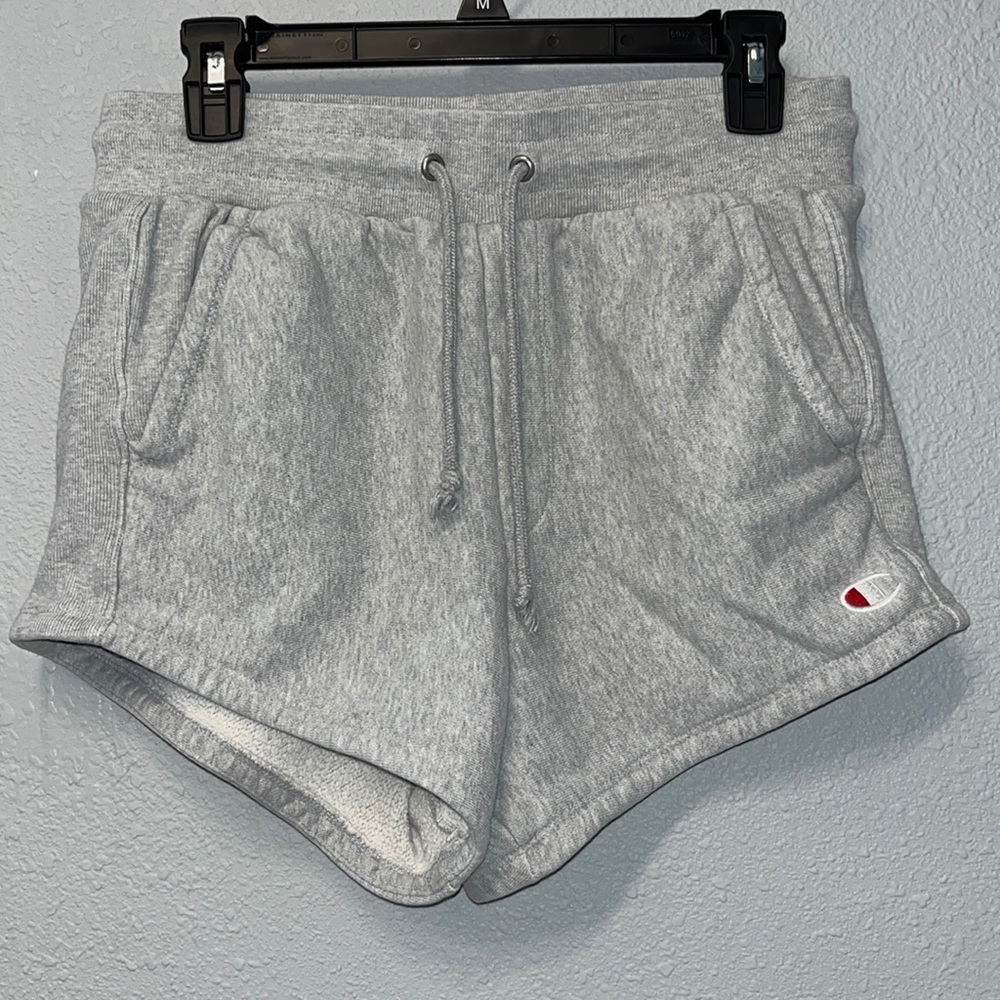 women’s Champion adjustable grey sweat shorts